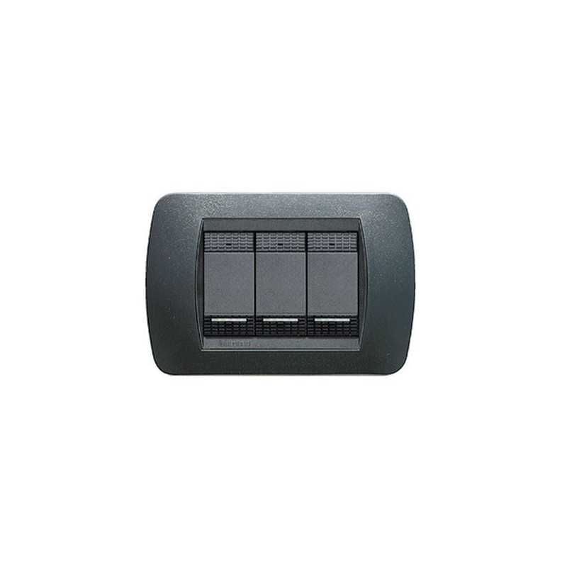 PLACCA BTICINO LIVING GRIGIA 3POSTI L4803PA PLACCA BTICINO LIVING GRIGIA 3POSTI L4803PA