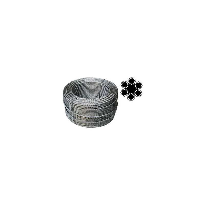 Fune In Acciaio Zincato Commerciale – Diametro 8 Mm, Treccia 12x6 (72 Fili), Carico Di Rottura 2000 Kg, Lunghezza 25 M