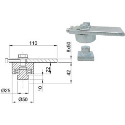 CARDINE PER CANCELLI SUPERIORE RIBASSATO IBFM ART.838B D50 