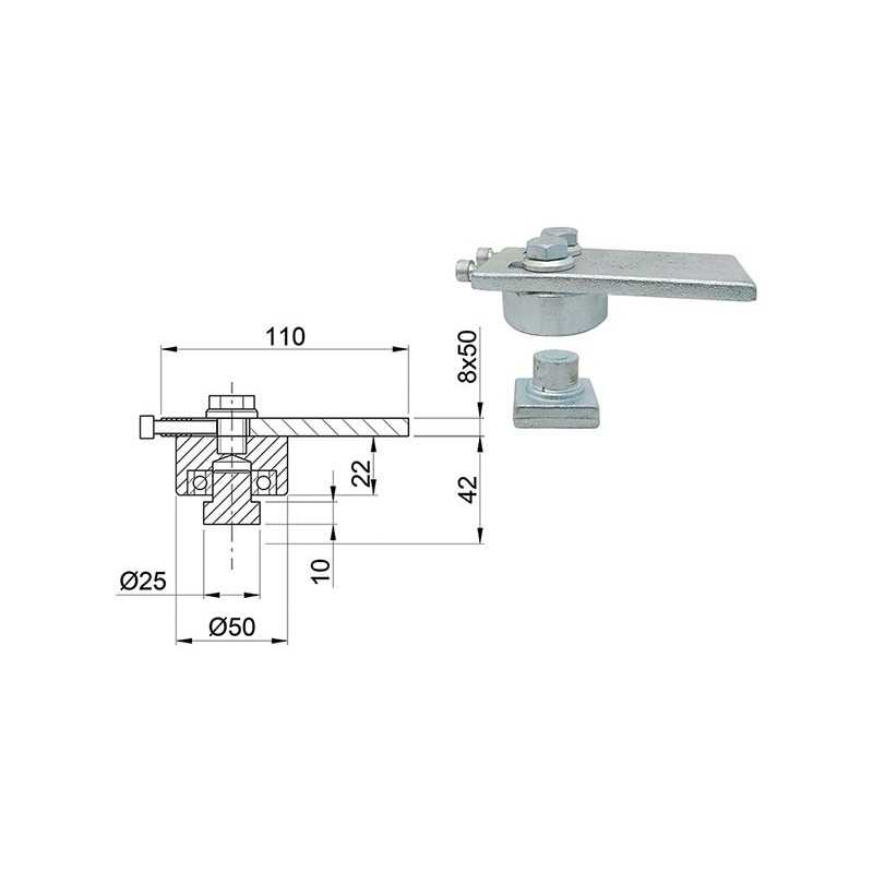 Comunello CARDINE REGOLABILE PER CANCELLI Art. 155 Mm. 24 - Foto 3